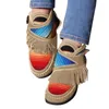 أحذية راعية البقر جلد الاصطناعية الأخفاف لينة وحيد مهدب الرجعية شقة النساء أحذية الكاحل J551