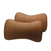 2 Pcs Car Neck Pillow Genuine Leather Travel neck pillow cervical head Support Protection Spine car Accessories interior T200729