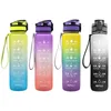 1L 4 Colors Motivational Water Bottle With Time Marker & String Leakproof Canteen Water Jug For Fitness Gym And Outdoor Sport Y1223