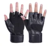 Nieuwe Lederen Fitnesshandschoenen Sport Gewicht Lifting Mannen Gym Handschoenen Mitts Dikke Half Vinger Handschoen Duurzame Q0107