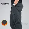 ICPANS Cargo Pantalon Hommes Hiver Épaissir Polaire Multi Poche Pantalon De Travail Hommes Casual Coton Militaire Pantalon Tactique Hommes Plus Taille 3XL 201128