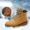 Classic Leather Men Boots Winter Plexh Fur Super quente botas de neve homens Sapatos casuais tênis altos top d'água no tornozelo masculino 201204