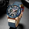 Curren Casual Sport Watches для мужчин Blue Top Brand Luxury Leather Watch Man Clock Fashion Chronograph Нарученные часы 2201243654917