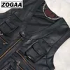 Zogaa Multi Pocket Vest Men Black Pography Vests подлинный кожаный мотоцикл байкерский жилет мужской осенний рукавиц Men Men 201128