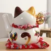 10 pouces chat chanceux ameublement chat tirelire Maneki Neko électrique vague riche chat boutique cadeau tirelire chinois bonne fortune LJ201212