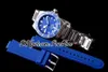 XF ETA A2824 Автоматические мужские часы Синяя керамическая Безель синий цифр Титановый чехол Лучшее издание PTTD 25600 BureTime Бесплатный резиновый ремешок 8AA1