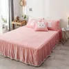 Bianco Blu rosa set di biancheria da letto in pile King Queen Twin size 4 pezzi set letto inverno caldo copripiumino copriletto gonna letto per ragazze T200706