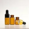 تسرب مقاوم 1ml 2ml 3ml 5ml زجاجة زيت العطور الزجاجية المصغرة مع غطاء قطرة ذهبية من الألومنيوم ، زجاجة زجاجة قارورة مصل مستحضرات تجميل صغيرة