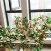235 cm Roses rattan bluszcz winorośl z zielonymi liśćmi do domu Dekoracja ślubna Dekoracja sztuczna liść DIY wiszące girlandy sztuczne kwiaty1