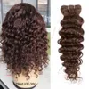 Onda profunda 4 pacotes de tecelagem de cabelo humano remy marrom médio com fechamento frontal de renda 13x49590402