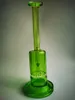 Vintage 10inch Heady Original Green Glass Bong Water smoking hookah pipe 14mm Joint Bubbler honeycomb Perc Oil Dab Rigs can put customer logo