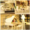 DIY Dollhouse Ahşap Bebek Evleri Minyatür Bebek Evi Mobilya Kiti Casa Müzik Led Oyuncaklar Çocuklar İçin Doğum Günü Hediyesi T200116