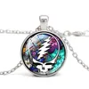 Grateful Dead Ketting Schedel Hanger Kettingen Steel je gezicht Muziekfans Souvenir Glas Cabochon Aangepaste foto Diy Sieraden 2021