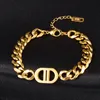 Link Chain Fashion Stainless Steel Letter DD Bracelet For Women Punk Style Gold Thick Guba Female Jewelry Gift S243 Inte22