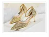 2021 New designers girls fashion dress shoes thin heels woman wedding sexy high heels shoe outdoor pointed toe sequin party pumps gold #P63