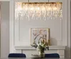 Todos Cobre Moderna Sala de Jantar Cristal Chandelier Retangular Simples Nordic Sala Nova Luz Luxo Criativo Lâmpadas de Vidro Criativo