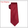 Red Silk Ties For Whole Men Plaid And Checks Necktie Handkerchief Cufflinks Gift Set For Wedding Part Business N1607 Z5Vcv