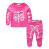 Mudkingdom Little Boys Girls Pajama Set Glowing Halloween Skeleton Fashion Kids Sleepwear Outfits LJ201216