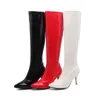 Горячие продажи - новые модные дамы колена заостренные высокие каблуки сексуальная взлетно-посадочная полоса Большой размер 32-43 сапоги