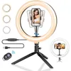 Anello luminoso a LED dimmerabile con supporto per telefono con supporto per treppiede per selfie live streaming e trucco