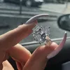 Handgemaakte drop gesimuleerde diamanten ringen vinger luxe baguette 925 sterling zilveren bruiloft verlovingsringen set voor vrouwen edelsteen sieraden