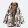 Easehut 5XL Plus Size Dames Lente Parkas Jassen Vintage Floral Print Dunne Fleece Winterjas Vrouwelijke Hooded Warm Streetwear 201217