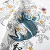 2020 nuova marea estiva t-shirt da uomo manica corta girocollo stile cinese carpa ricamo modello camicia di cotone t-shirt da uomo LJ200827