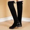 Hot Sale 2020 Long Boots Warm Flock Velvet Autumn and Winter New Over-the-knee Boots Women's Thin High Shoes Flat Motorcycle Boots