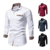 Parklees Herfst Plaid Patchwork Formele Shirts voor Mannen Slanke Lange Mouw Wit Button Up Shirt Jurk Business Office Camisas 220222