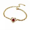 BC1410 Pulsera de cadena ajustable para mujer con forma de corazón chapada en oro de 18 quilates