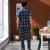 Zomer pyjama's 100 katoen mannen s pyjama sets afslaan kraag vest zacht plus size l mannelijke pyjama's korte shirts lange broek lj201112