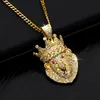 Lion Head Pendant Necklace Hip hop Punk Gold Platnium Color Zircon Choker Chain Ice Out Necklace for Women Men Jewelery Gift 2010284m