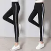 Pantalons serrés élastiques minces pour femmes étudiants filles Leggings à rayures pantalons de Yoga vêtements de sport pantalons d'entraînement H1221