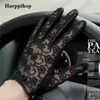 Medival Women Lace Genuine Leather Gloves Unlined Nappa Lambskin Wrist Sunscreen Glove 220112