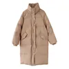 Winter Jacket Long Padded Over-the-Knee Women Korean-Style Loose Down Cotton Coat Cotton-Padded Clothes 201127