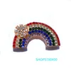 Pins Broscher Elegant för kvinnor Rhinestone Rainbow Pin Flerfärgad Dam Bruddekoration Klänning Accessoarer Mode Smycken Lyx Kirk22