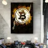 Toile de peinture de Bitcoin doré moderne, affiches et imprimés, tableau d'art mural d'inspiration modulaire pour la décoration de la maison du salon