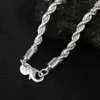 Aimarry 925 Sterling Silver 4mm Rund Twisted Rope Necklace För Kvinnor Män Bröllopsfödelsedag Gåvor Charm Mode Smycken Kedjor