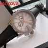 G Brev Designer Classic Retro Klockor 43mm Klassisk Mäns Dagsdatum 5atm Vattentät Två ögon Sub Rallar Arbete Quartz Äkta Läder Armbandsur 316L Steel Case