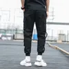 Men's Pants Ankle Style Pockets Cargo Harem Ribbons Black Hip Hop Casual Male Joggers Trousers Fashion Streetwear 220214