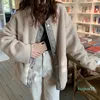 Women's Jackets Alien Kitty Lambswool Warm Outerwear Women 2021 Thicken Casual O-neck Street Loose Winter Coat Plush Tops