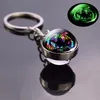 Keychains Glow In The Dark Tiger Keychain Double Side Glass Ball Key Chain Luminous Animal Ring Jewelry Fred22