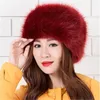 Kvinnor hattar dam ryska fäst fluffig imitation räv päls hatt huvudband vinter öronvarmare skidhatt kvinnlig hattar för höst vinter y200102