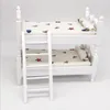 1:12 Mini Wood Colorful Printing Bed Doll Husmöbler Barn Simulering Doll House Educational Toys Presenter 201217