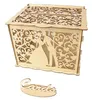 Gift Wrap Wooden Wedding Supplies Card Case Yellow Boxes Box With Lock DIY Money For Birthday Party Decor May231