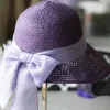 Cappelli a tesa larga Donna Mare Stile coreano Protezione solare Pieghevole piatto Fiocco da spiaggia Regalo Testa Indossare Elegante cappello di paglia Tesa estiva1