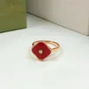 Projektant mody Pierścień kwiatowy Four Leaf Clover Clover Charm Pierścienie dla kochanka Manaman Realu S925 Srebrny kamień naturalny SH5612517