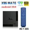 X96 Matera Android 10.0 Smart TV Box 4GB 32GB Band WiFi 2.4g/5g Bluetooth Allwinner H616 Quad Core Set Caixa Top X96 Mate Mini TVBox