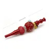 5 Colors Smoke Pipes Glow In Dark Hanging Beads Blunt Holder Crystal Inlaid Portable Metal Detachable Filter Cigarette Holders