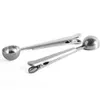 2 in 1 Durable Stainless Steel Spoon with Bag Clip Coffee Measuring Spoon Ground Tea Scoop with Bag Seal Clip Measuring Tools CCA12649